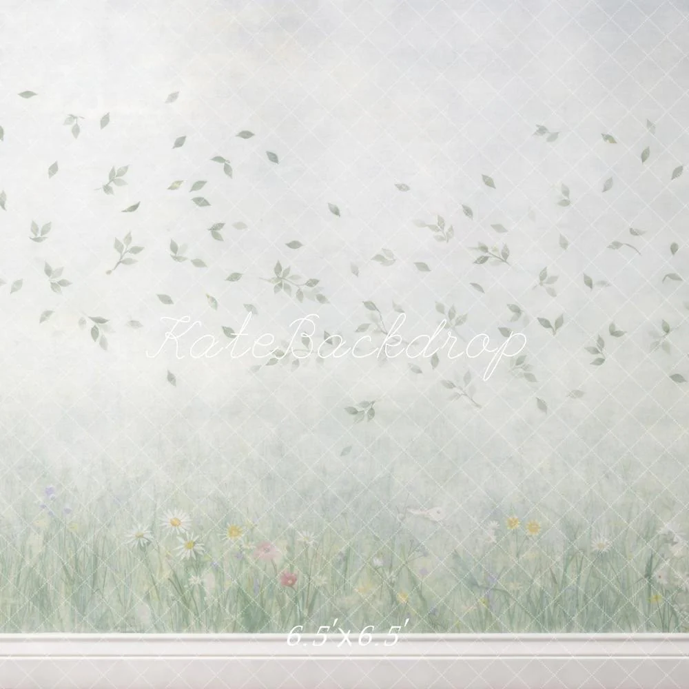Kate Grass Wildflowers Floating Leaves Backdrop Designed by Mini MakeBelieve - Image 2