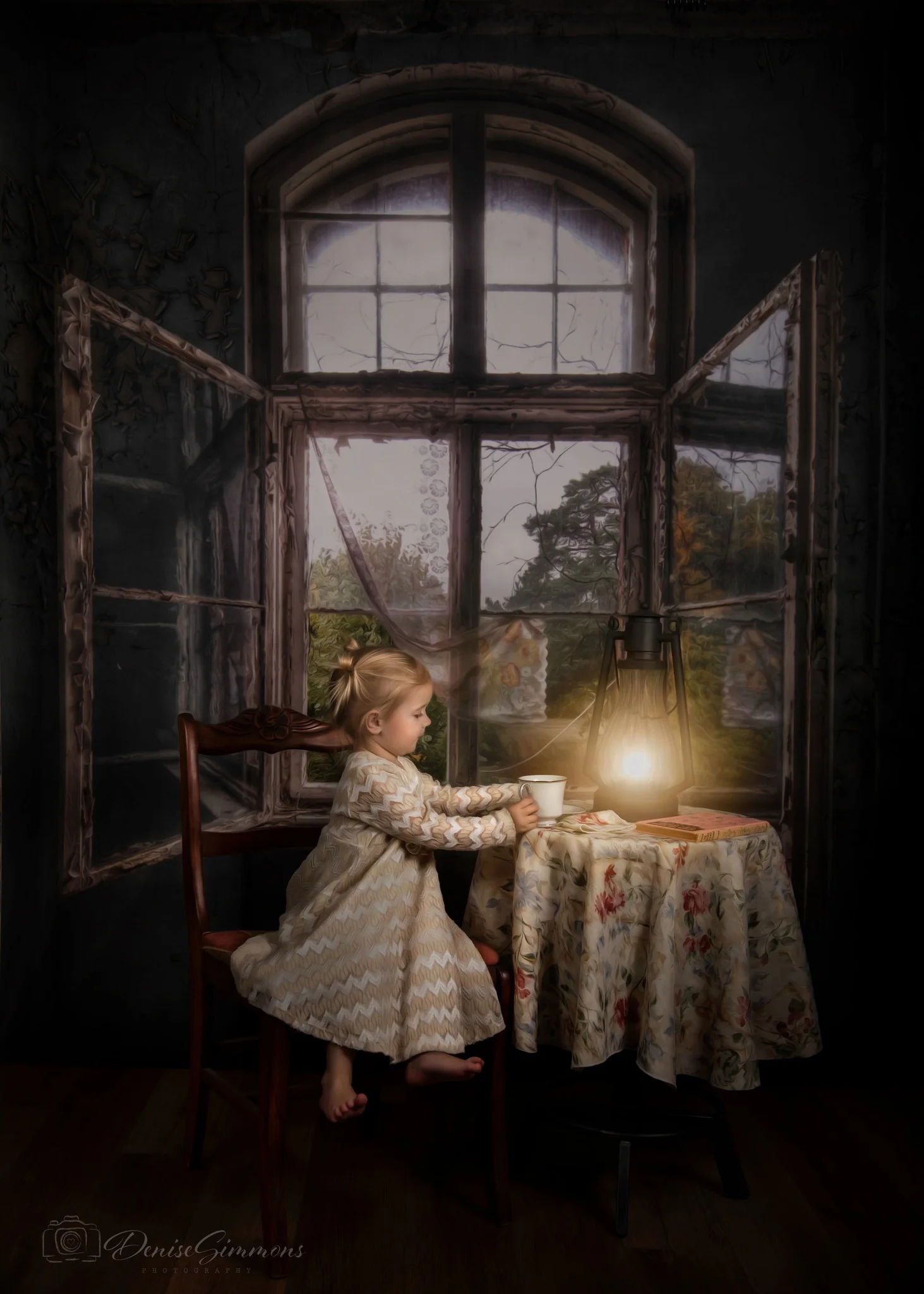 Kate Gray Retro Castle Window Shabby Backdrop for Wedding - Image 3