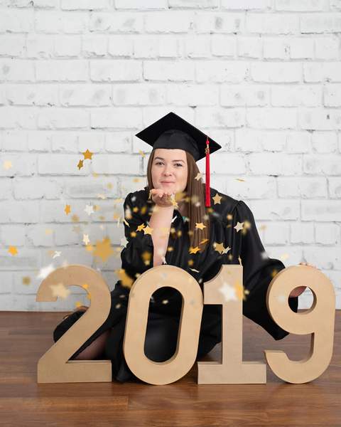 Kate Gray White Brick Wall Graduation Backdrop Studio - Image 6