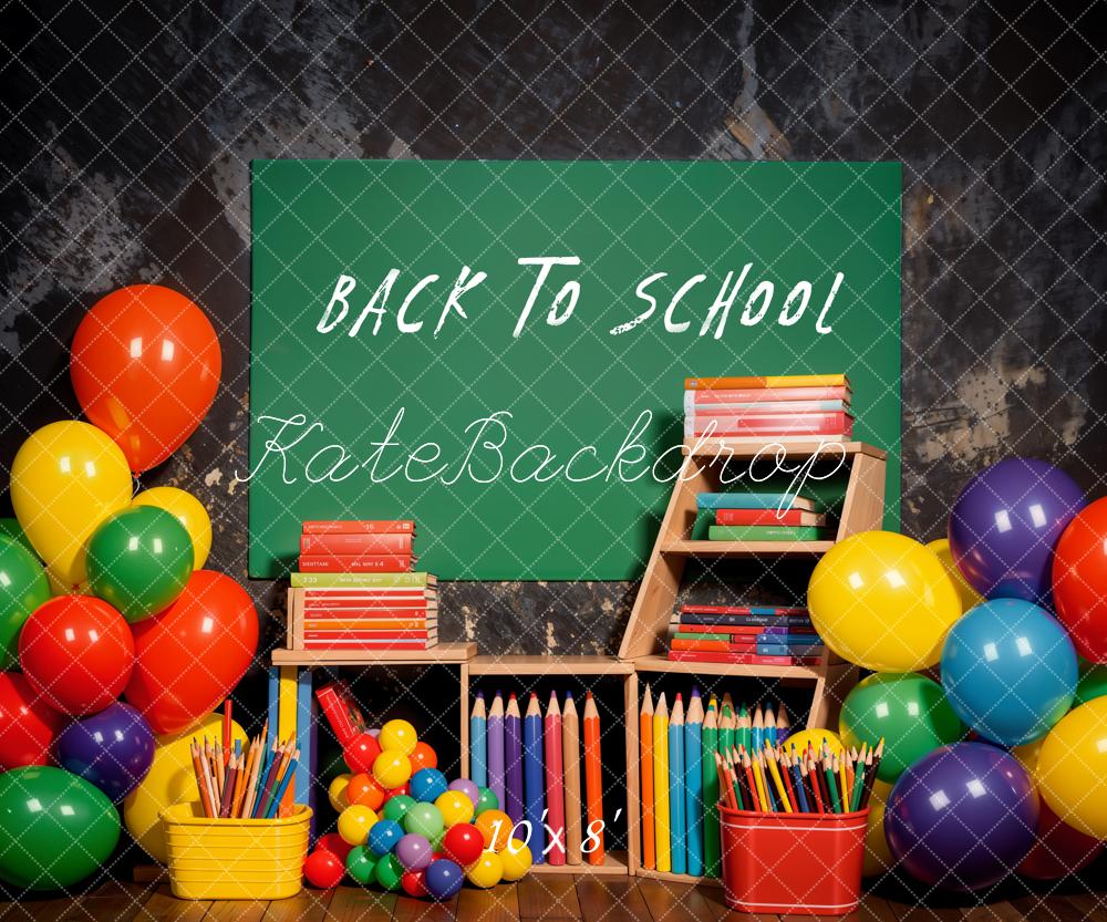 Kate Green Back to School Colorful Balloon Grey Wall Backdrop Designed by Emetselch - Image 7