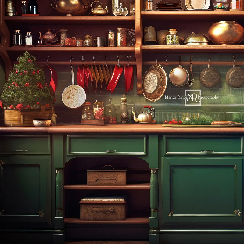 Kate Green Christmas Kitchen Backdrop Designed by Mandy Ringe Photography - Image 2