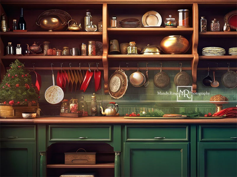 Kate Green Christmas Kitchen Backdrop Designed by Mandy Ringe Photography - Image 3