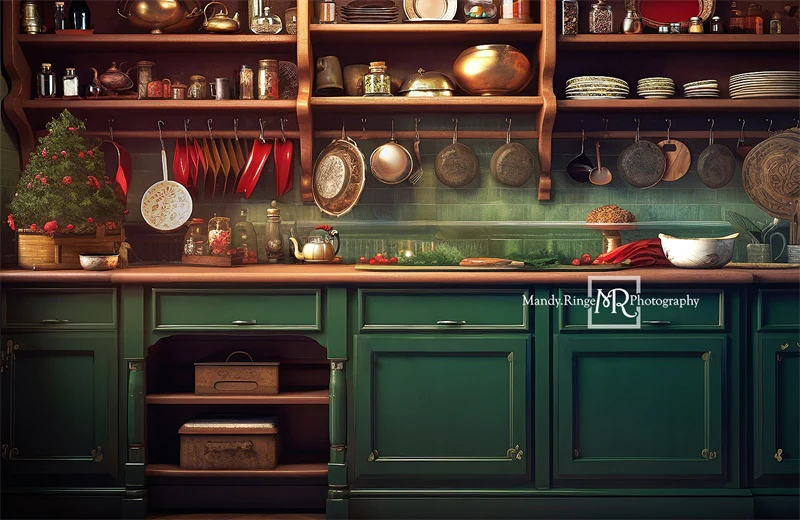 Kate Green Christmas Kitchen Backdrop Designed by Mandy Ringe Photography - Image 4
