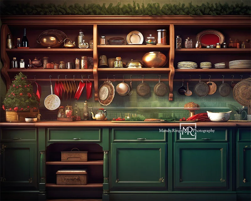 Kate Green Christmas Kitchen Backdrop Designed by Mandy Ringe Photography - Image 6