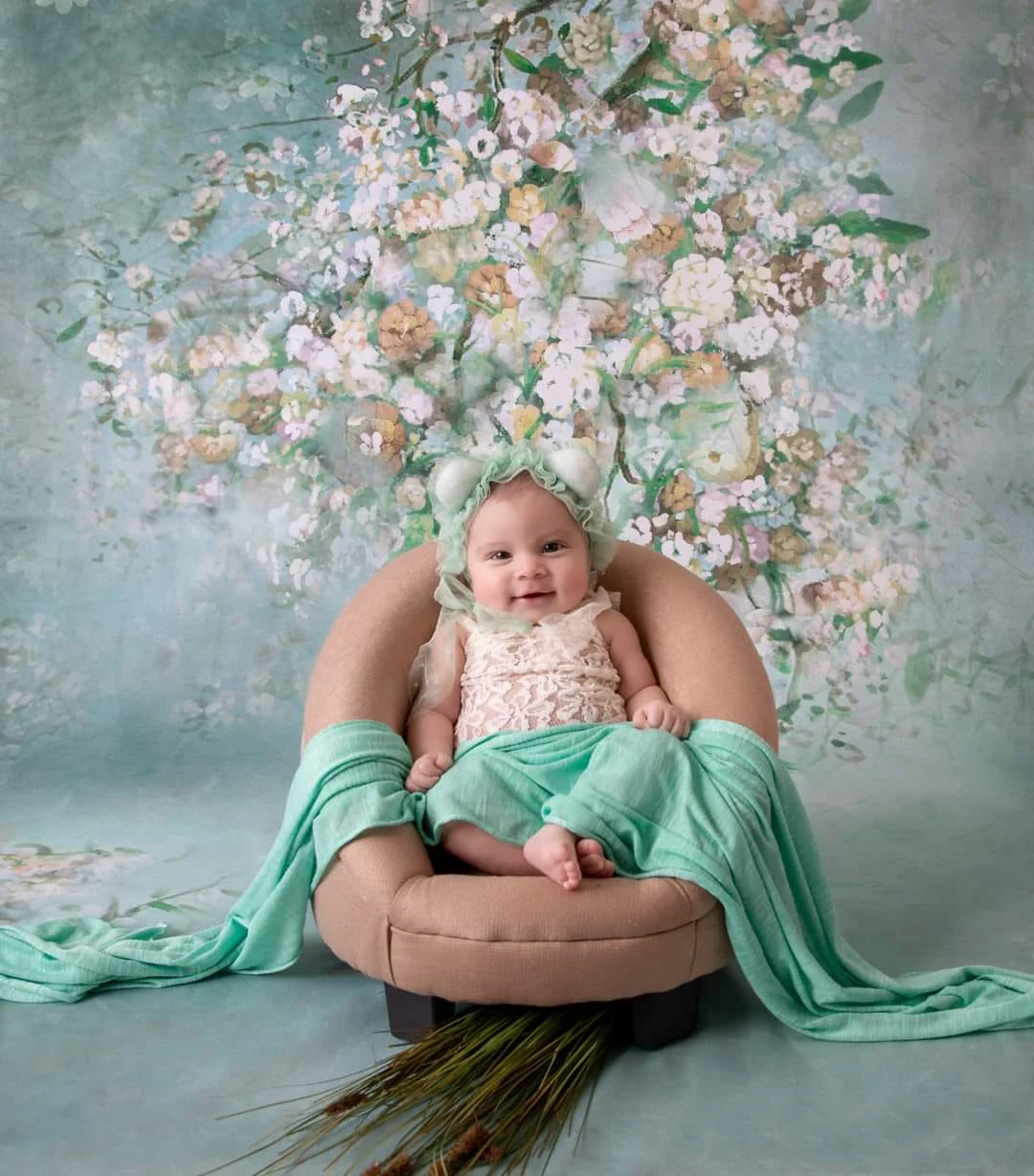 Kate Green Spring White Flowers Backdrop for Photography - Image 3