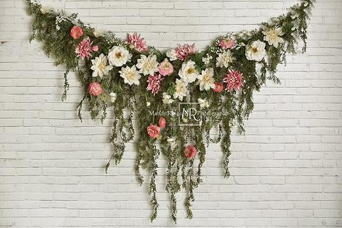 Kate Greenery Garland Pink Flowers Backdrop Designed by Mandy Ringe Photography - Image 2