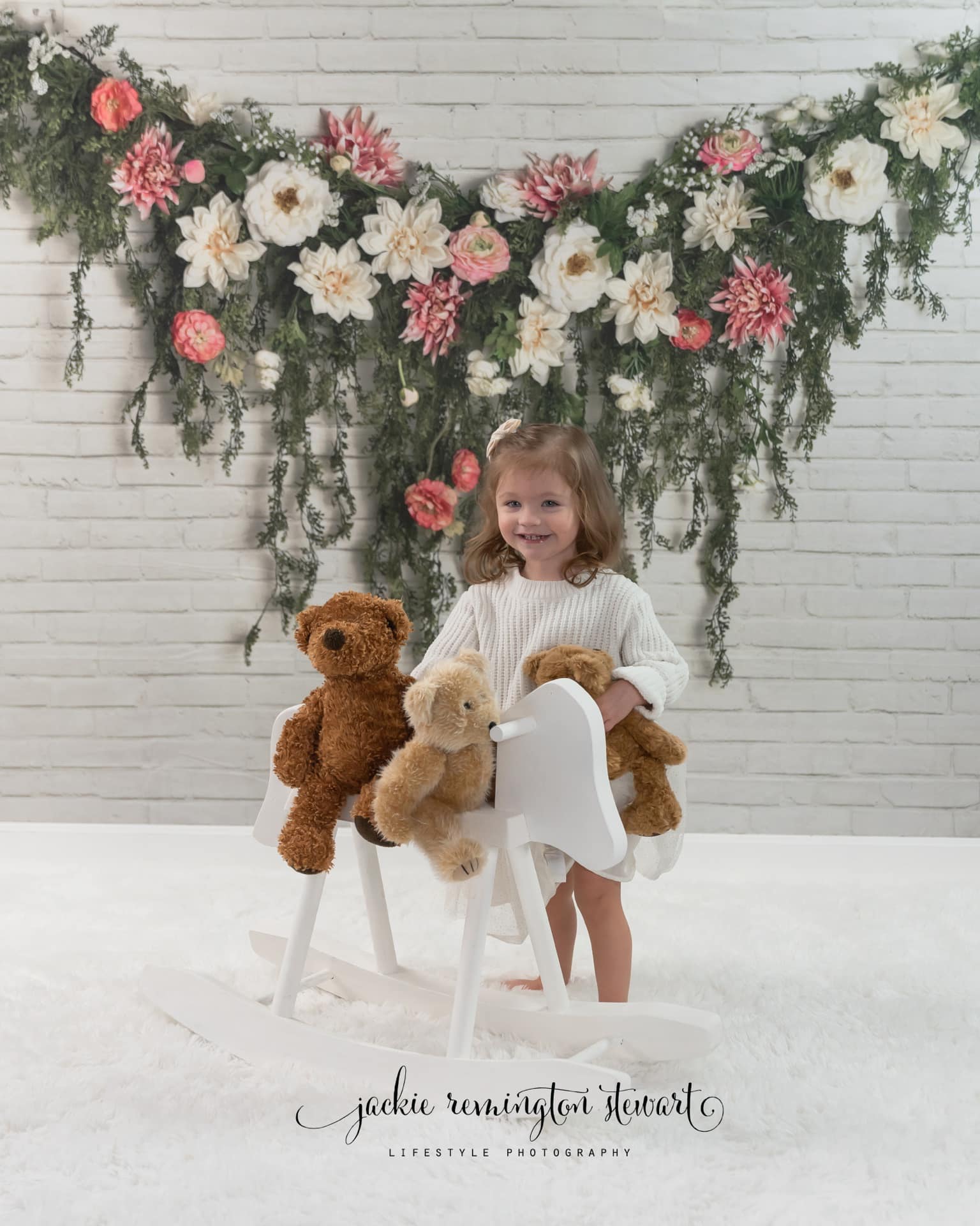 Kate Greenery Garland Pink Flowers Backdrop Designed by Mandy Ringe Photography - Image 6