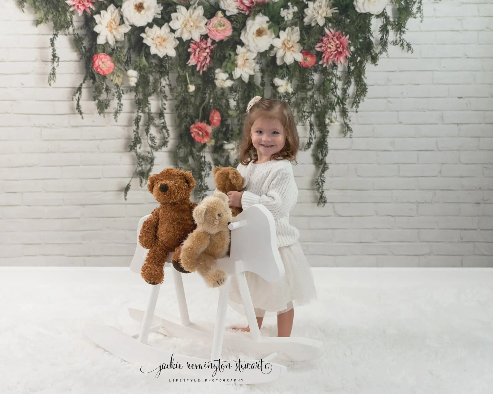 Kate Greenery Garland Pink Flowers Backdrop Designed by Mandy Ringe Photography - Image 8