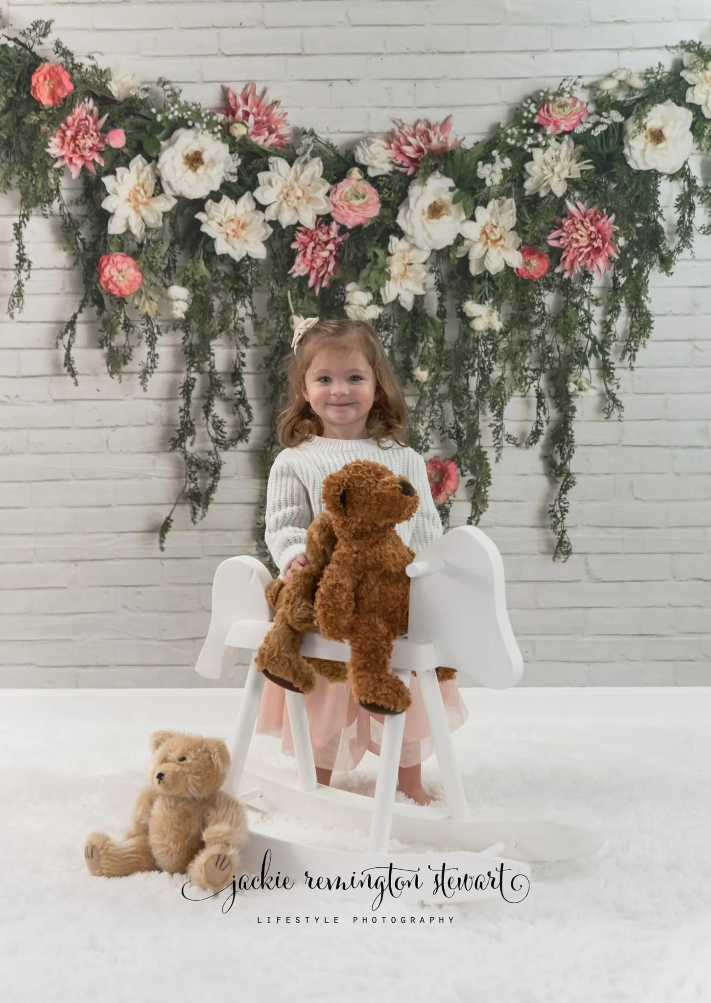 Kate Greenery Garland Pink Flowers Backdrop Designed by Mandy Ringe Photography - Image 9