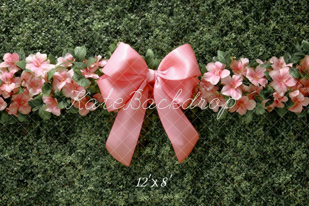 Kate Greenery Pink Floral Bow Ribbon Backdrop Designed by Angela Marie Photography - Image 8