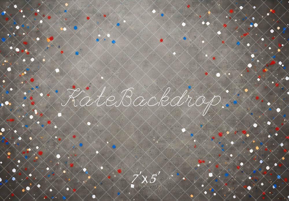 Kate Grey Grid Confetti Dots Backdrop Designed by Mini MakeBelieve