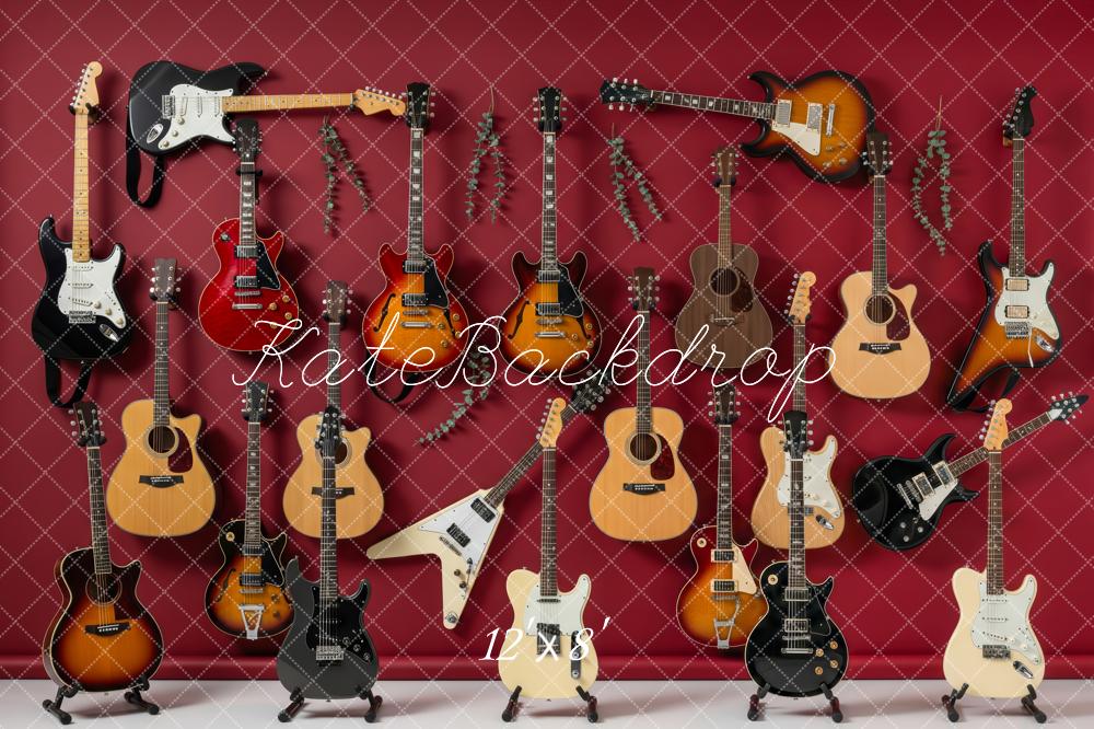 Kate Guitar Display Red Wall Fleece Backdrop Designed by Patty Robert - Image 4