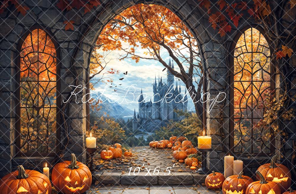 Kate Halloween Arch Maple Castle Pumpkin Backdrop Designed by Emetselch - Image 6