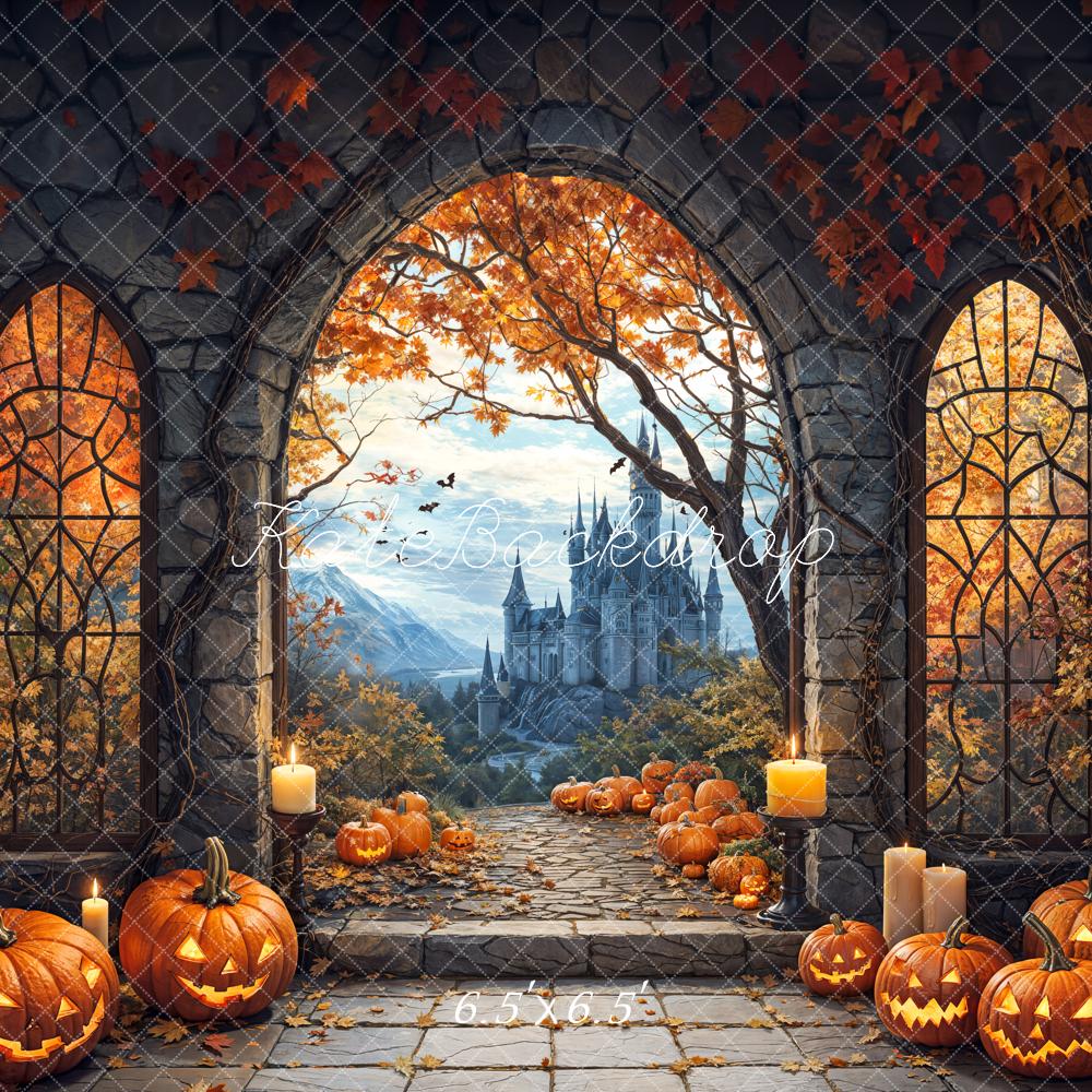 Kate Halloween Arch Maple Castle Pumpkin Backdrop Designed by Emetselch - Image 7