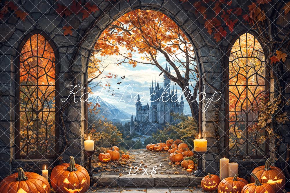 Kate Halloween Arch Maple Castle Pumpkin Backdrop Designed by Emetselch - Image 8
