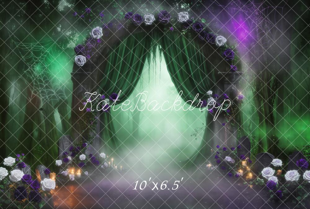 Kate Halloween Arch Spider Web Fleece Backdrop Designed by Emetselch - Image 2