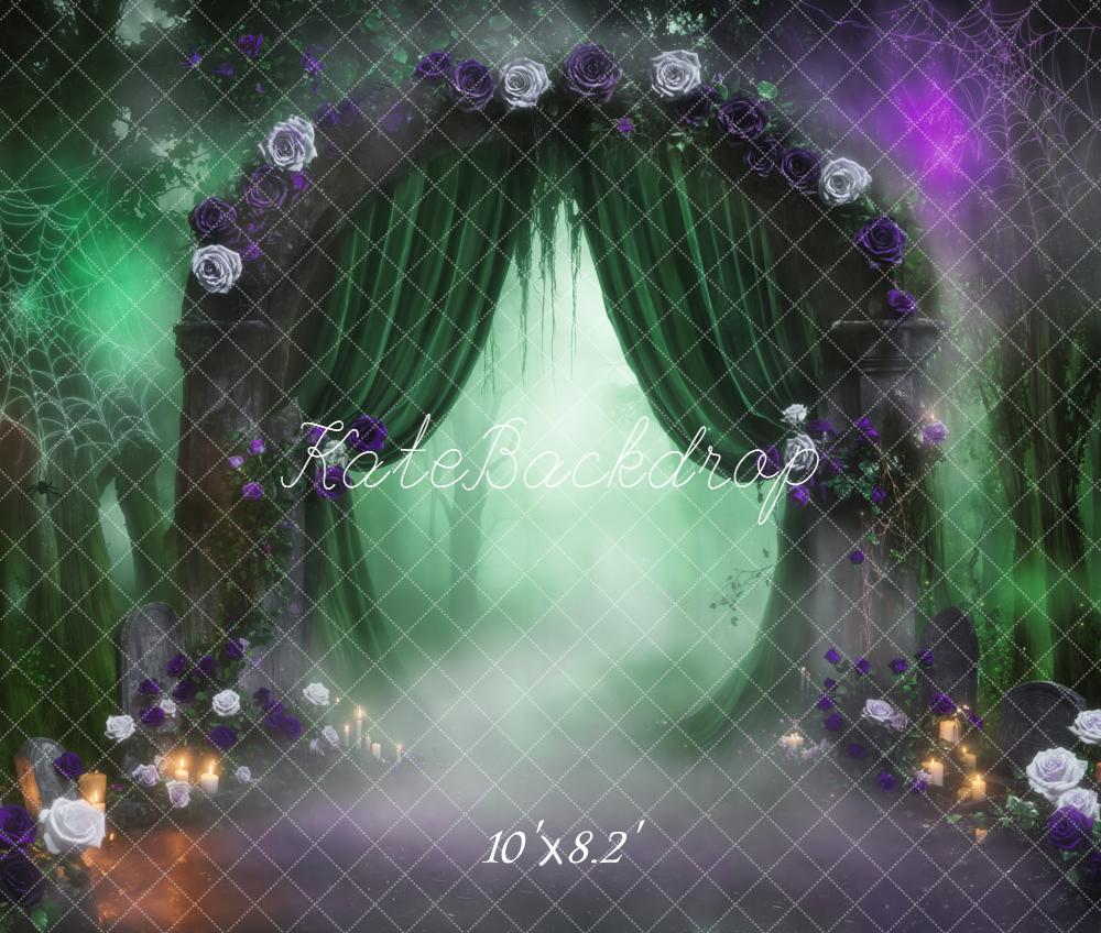Kate Halloween Arch Spider Web Fleece Backdrop Designed by Emetselch - Image 3
