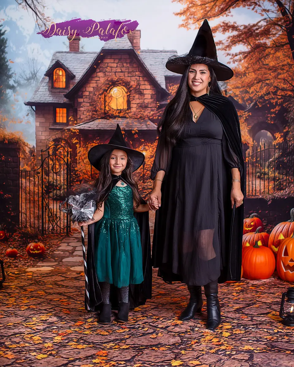 Kate Halloween Autumn House Maple Tree Backdrop Designed by Emetselch - Image 3