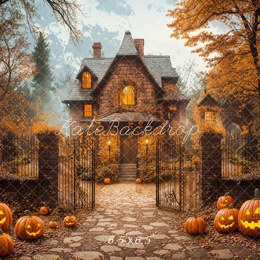 Kate Halloween Autumn House Maple Tree Backdrop Designed by Emetselch - Image 5