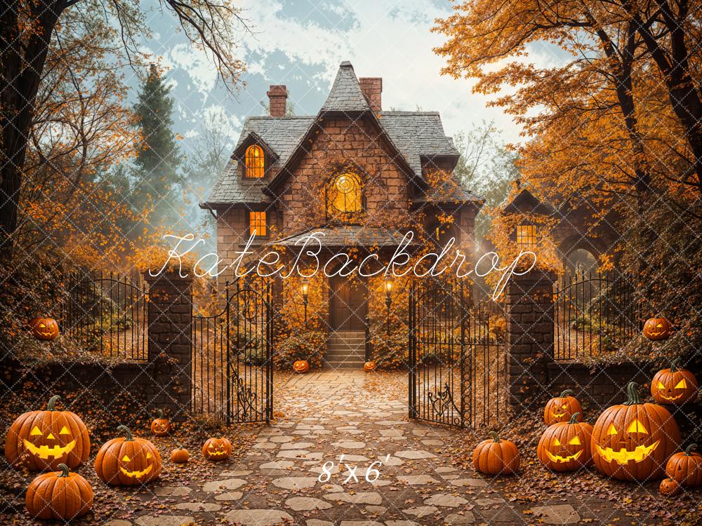 Kate Halloween Autumn House Maple Tree Backdrop Designed by Emetselch - Image 6