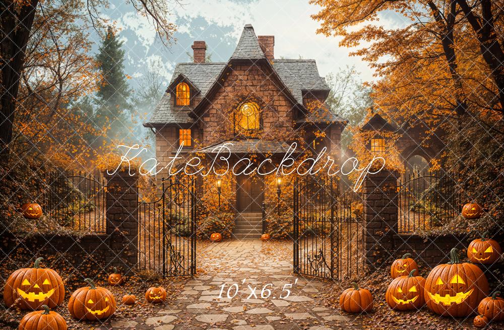 Kate Halloween Autumn House Maple Tree Backdrop Designed by Emetselch - Image 7