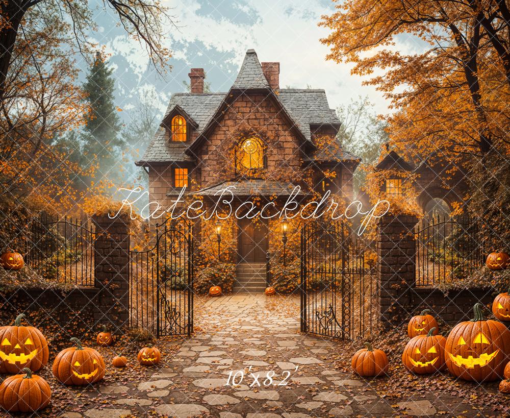 Kate Halloween Autumn House Maple Tree Backdrop Designed by Emetselch - Image 8