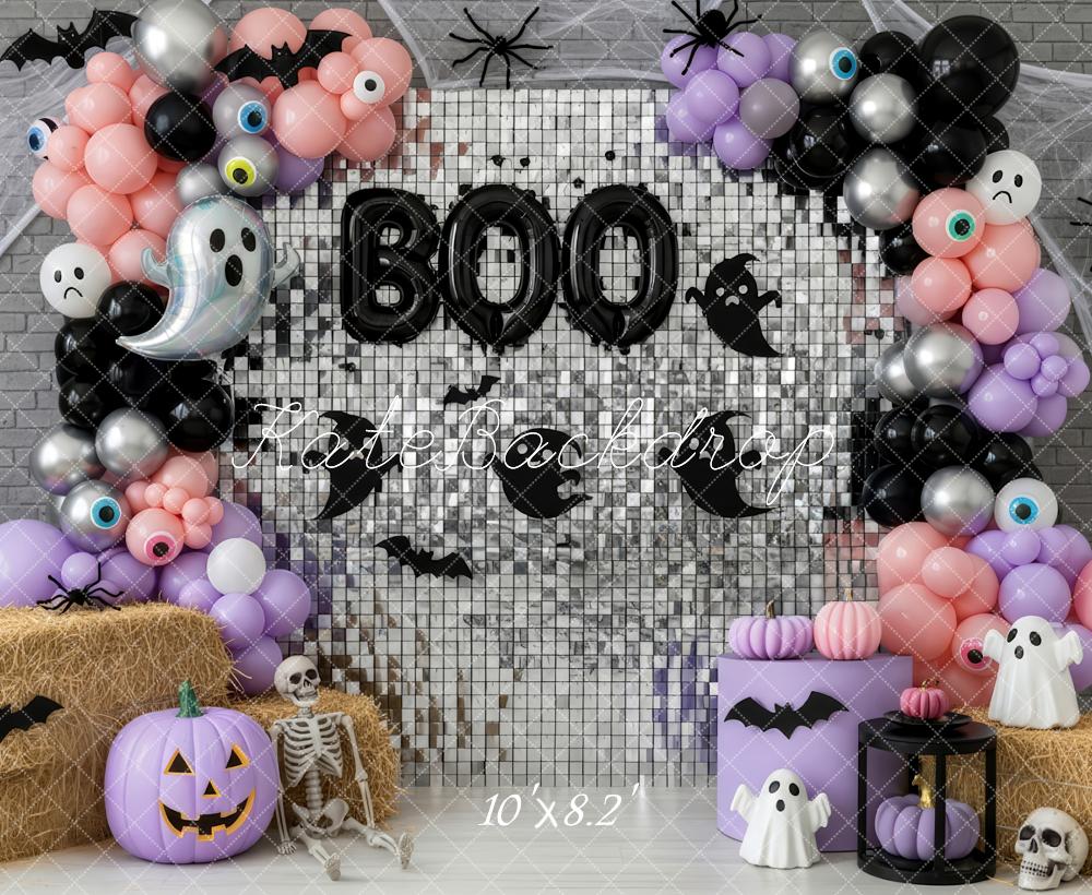 Kate Halloween Balloons Ghosts Silver Wall Backdrop Designed by Patty Robert - Image 6