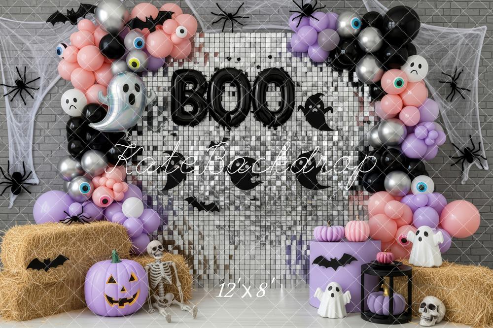 Kate Halloween Balloons Ghosts Silver Wall Backdrop Designed by Patty Robert - Image 8