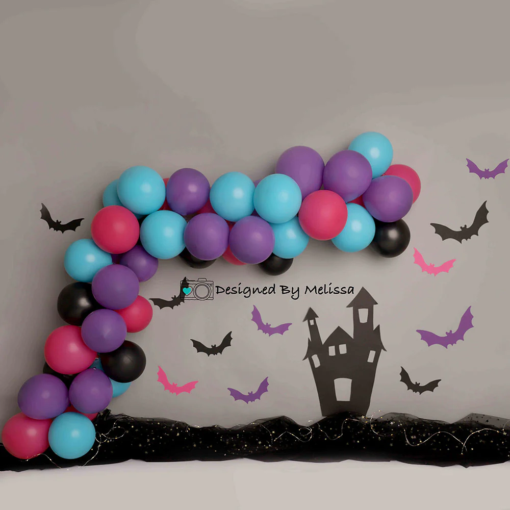 Kate Halloween Bats Blue Balloon Backdrop Designed by Melissa King - Image 2