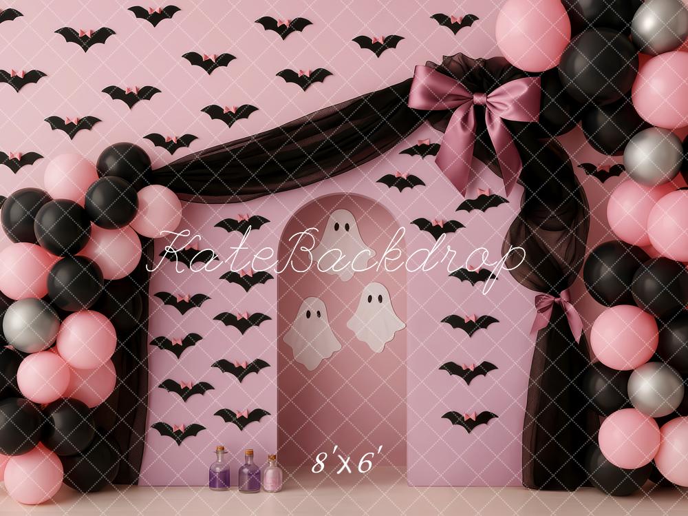 Kate Halloween Bats Ghosts Balloons Pink Backdrop Designed by Patty Robert - Image 3