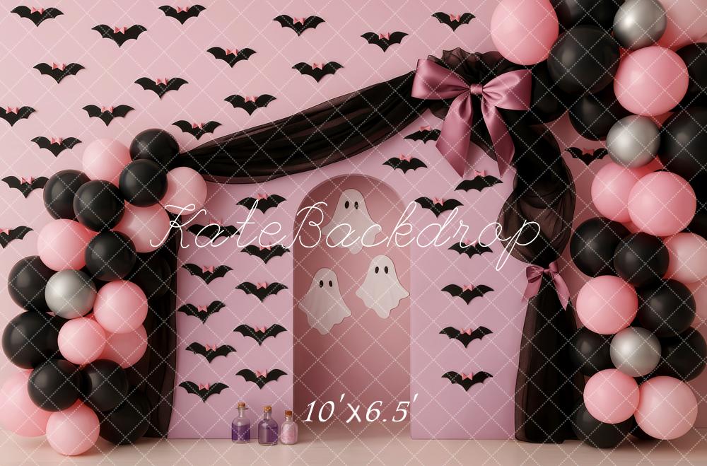 Kate Halloween Bats Ghosts Balloons Pink Backdrop Designed by Patty Robert - Image 4