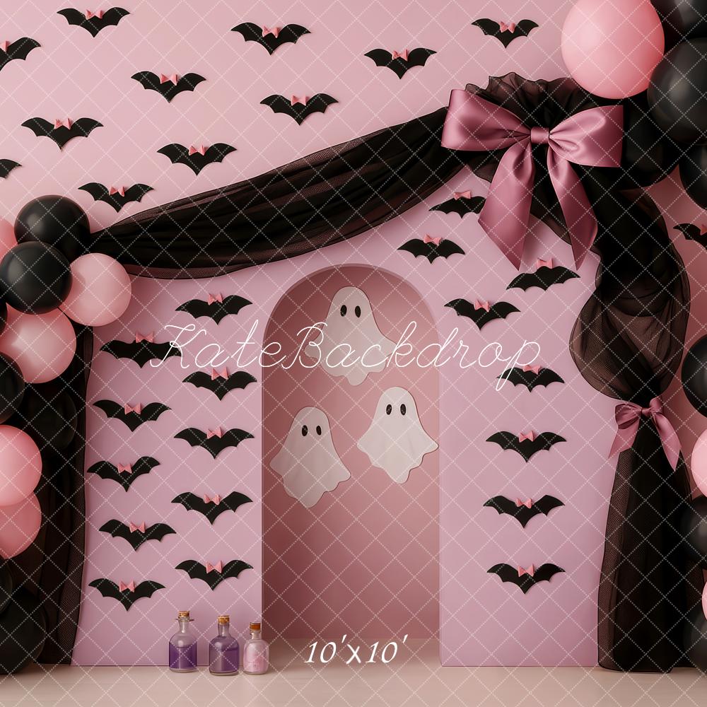 Kate Halloween Bats Ghosts Balloons Pink Backdrop Designed by Patty Robert - Image 7
