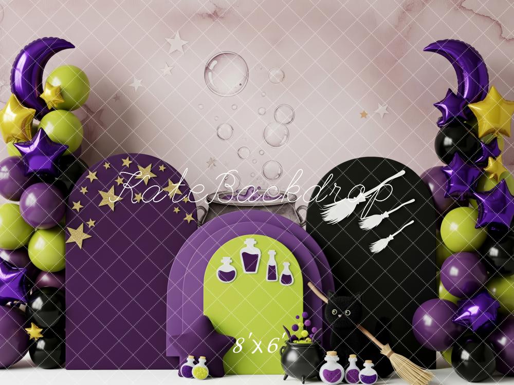 Kate Halloween Broomsticks Potions Balloons Purple Backdrop Designed by Patty Robert - Image 3