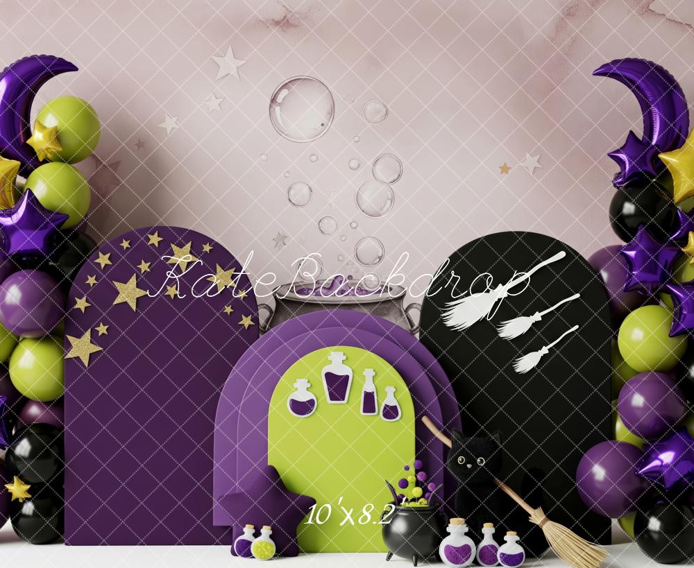 Kate Halloween Broomsticks Potions Balloons Purple Backdrop Designed by Patty Robert - Image 6