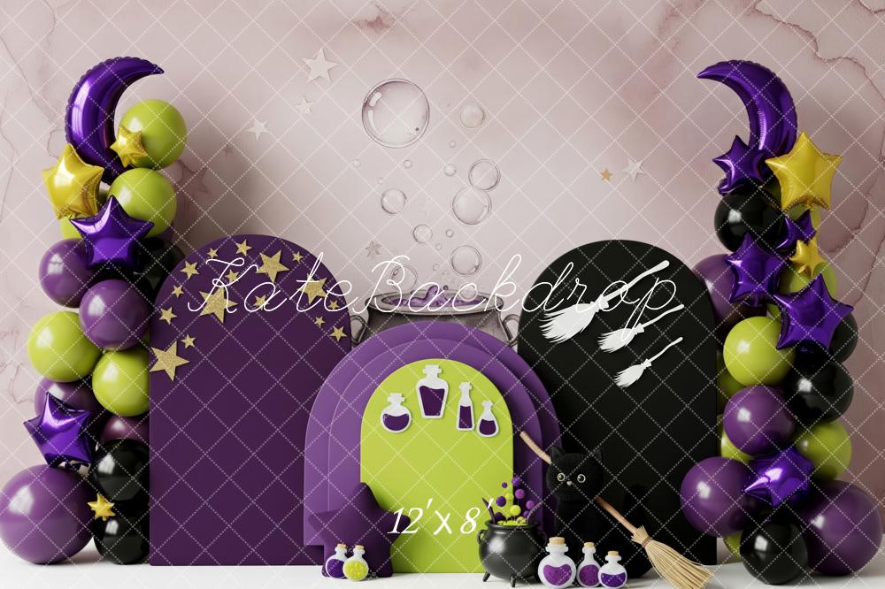 Kate Halloween Broomsticks Potions Balloons Purple Backdrop Designed by Patty Robert - Image 8