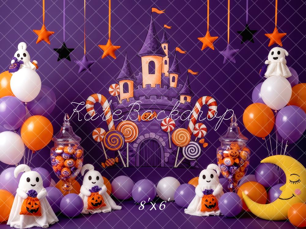 Kate Halloween Castle Candy Ghosts Balloons Backdrop Designed by Patty Robert - Image 3