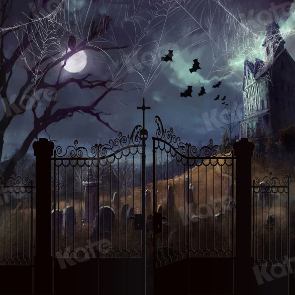 Kate Halloween Castle Night Door Backdrop for Photography - Image 2