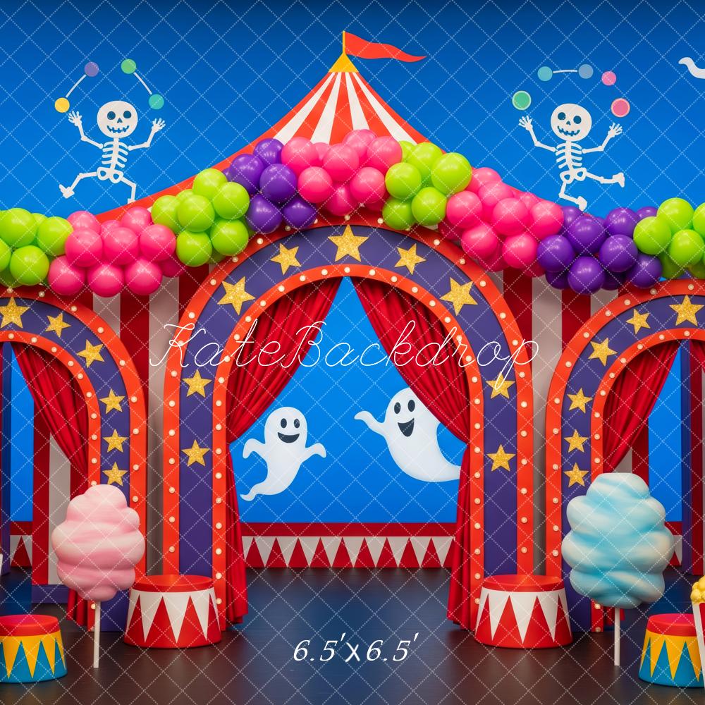 Kate Halloween Circus Ghosts Skeletons Balloons Backdrop Designed by Patty Robert - Image 2