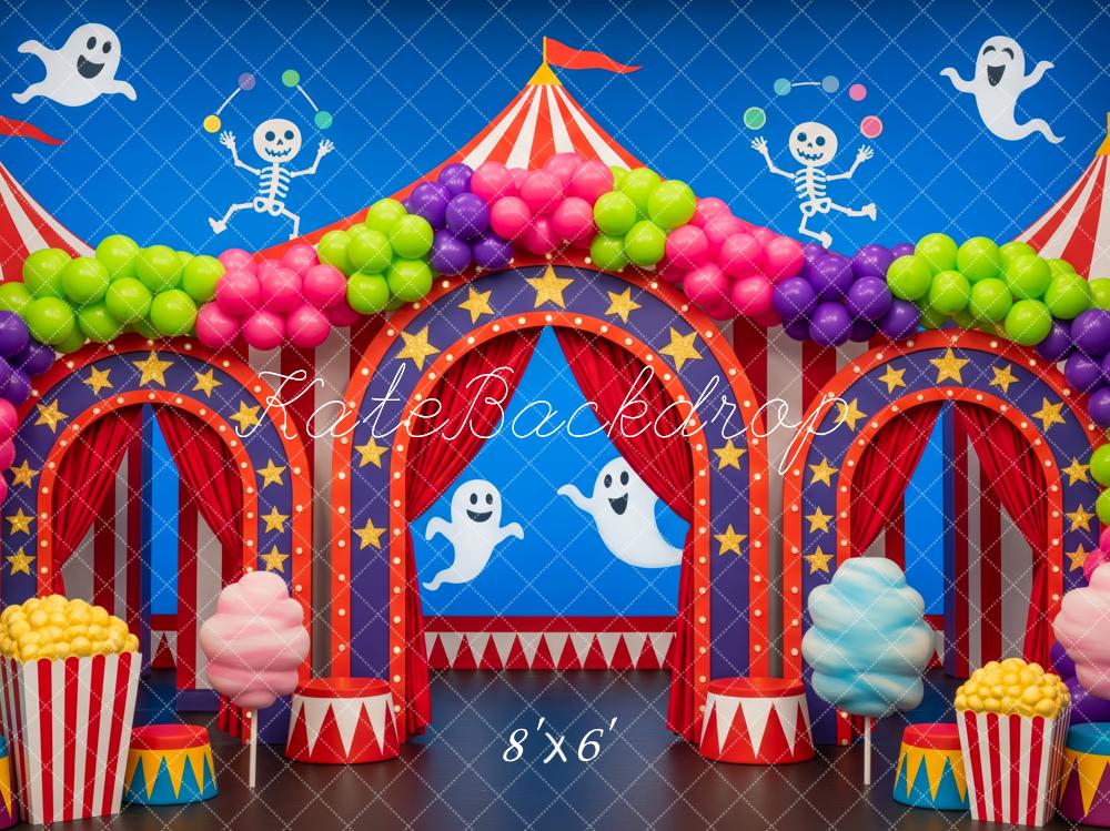 Kate Halloween Circus Ghosts Skeletons Balloons Backdrop Designed by Patty Robert - Image 3