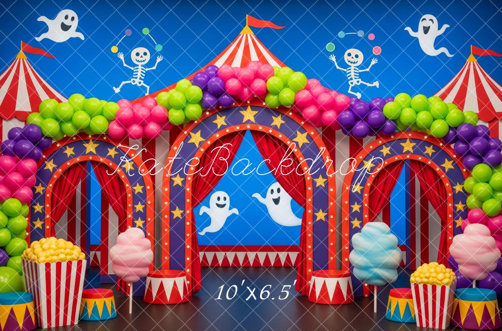 Kate Halloween Circus Ghosts Skeletons Balloons Backdrop Designed by Patty Robert - Image 4