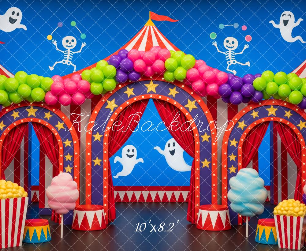 Kate Halloween Circus Ghosts Skeletons Balloons Backdrop Designed by Patty Robert - Image 6