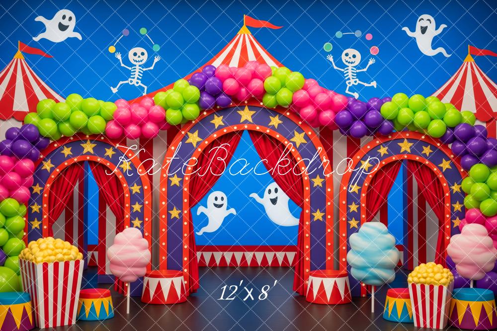Kate Halloween Circus Ghosts Skeletons Balloons Backdrop Designed by Patty Robert - Image 8
