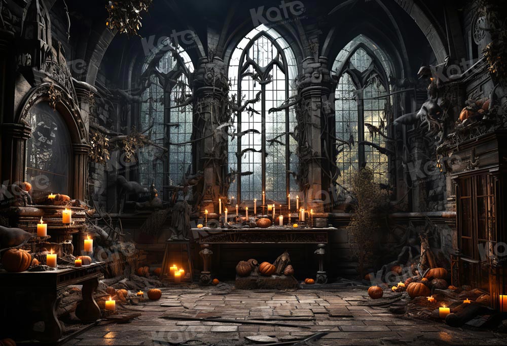 Kate Halloween Dark Church Candles Backdrop Designed by Emetselch - Image 2