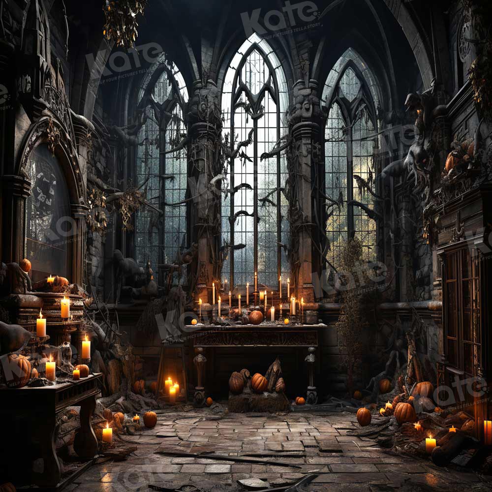 Kate Halloween Dark Church Candles Backdrop Designed by Emetselch - Image 3