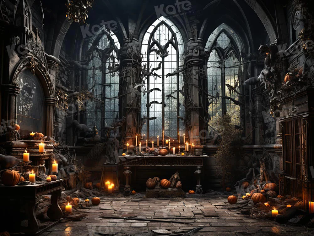 Kate Halloween Dark Church Candles Backdrop Designed by Emetselch - Image 4