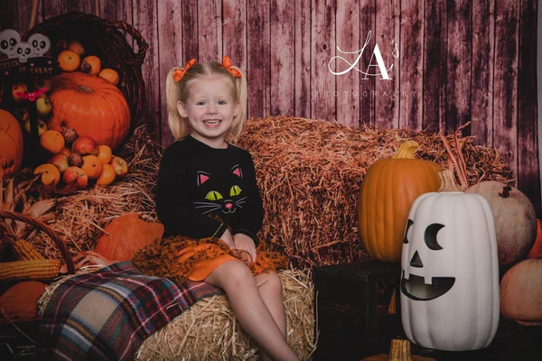 Kate Halloween Autumn Pumpkin Grass Pile Farm Backdrop Photography - Image 4