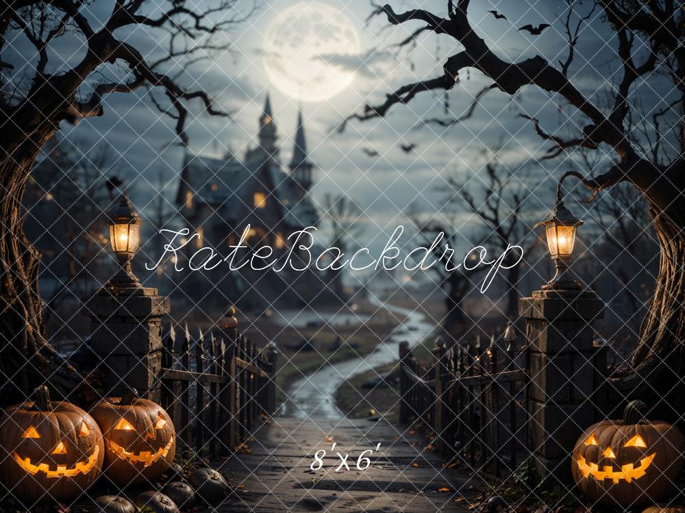 Kate Halloween Forest Bridge Dark Castle Backdrop Designed by Emetselch - Image 3