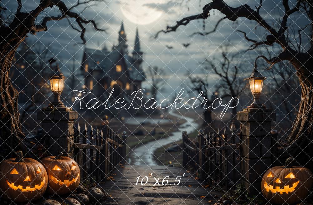 Kate Halloween Forest Bridge Dark Castle Backdrop Designed by Emetselch - Image 4