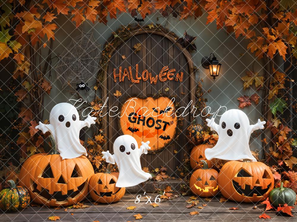 Kate Halloween Ghost Pumpkin Vintage Door Backdrop Designed by Emetselch - Image 3