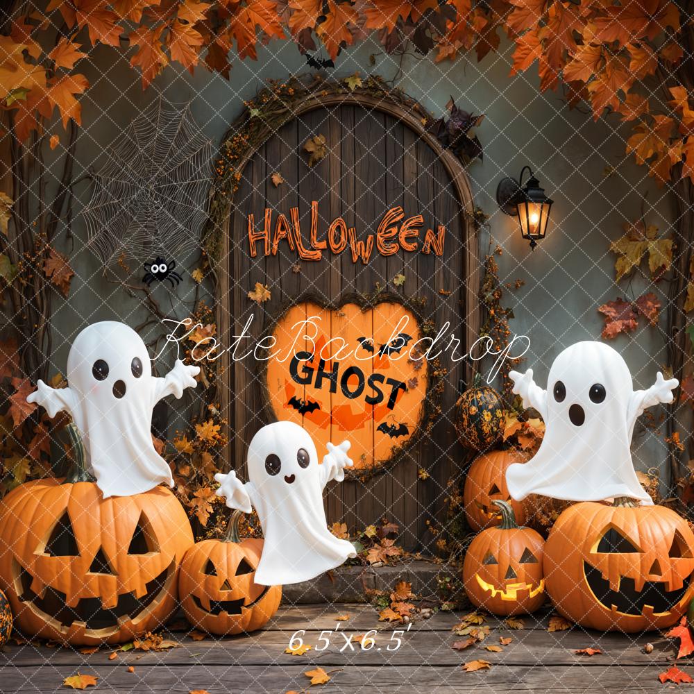 Kate Halloween Ghost Pumpkin Vintage Door Backdrop Designed by Emetselch - Image 4